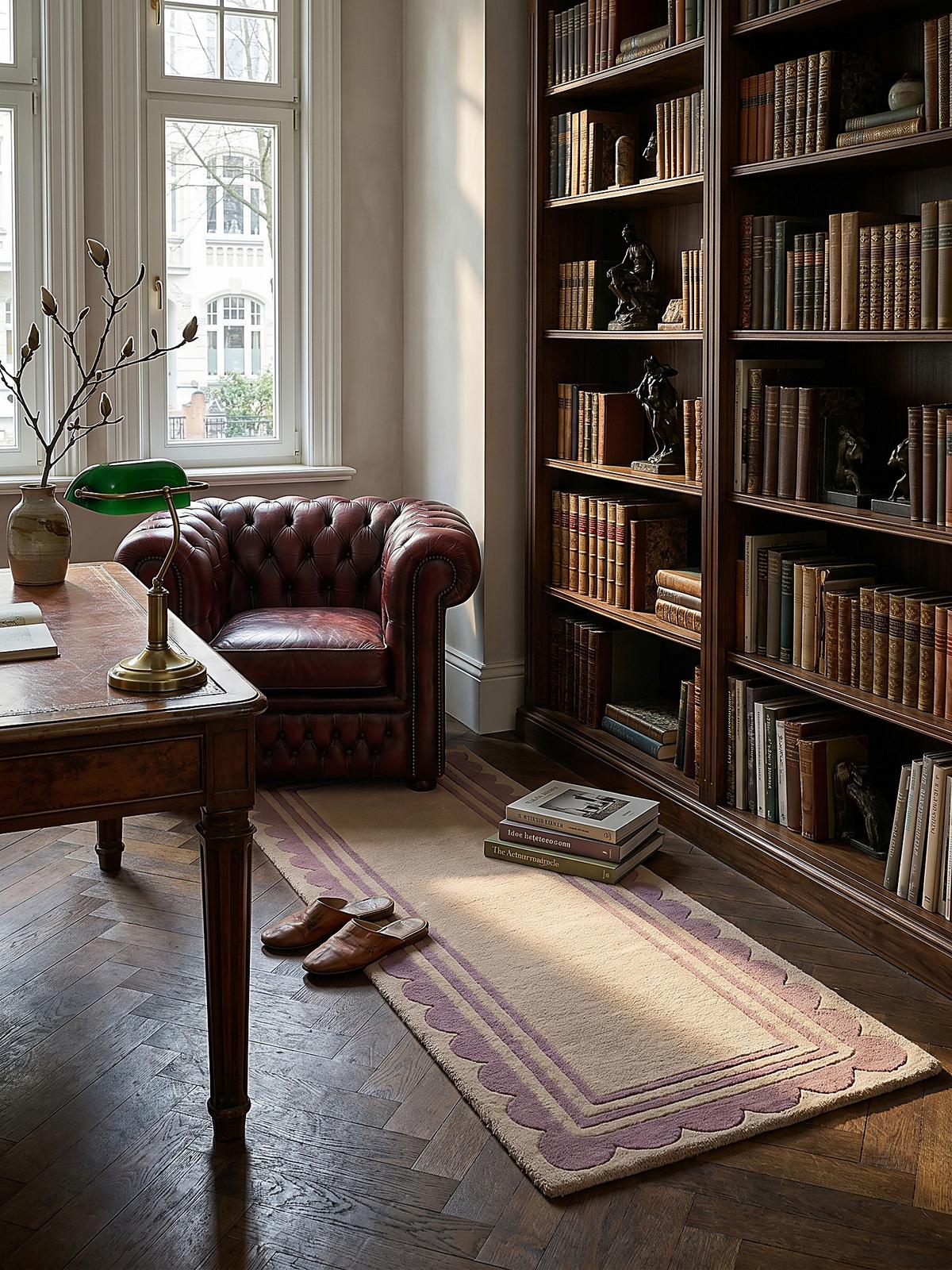 WOLLTEPPICH WENSUM, mit grafischem Muster mit Rahmen, Lila-Beige, 80 x 230 cm - Lila, Textil (230/80cm) - KADIMA DESIGN