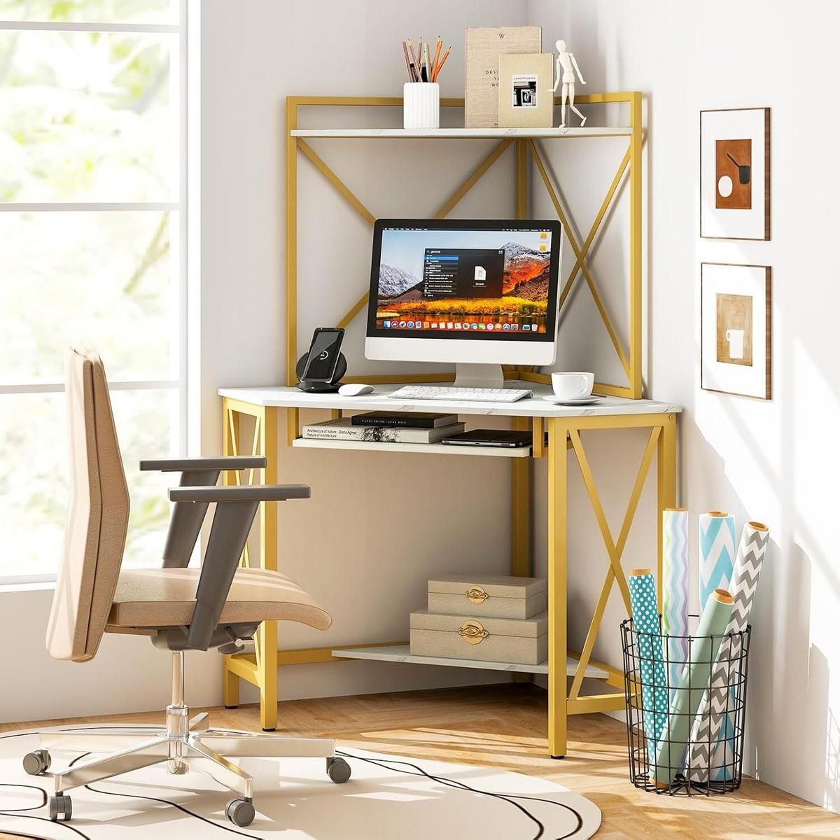 ECKCOMPUTERTISC 145cm Weiß - Weiß, Holz (75/113/145cm) - COSTWAY