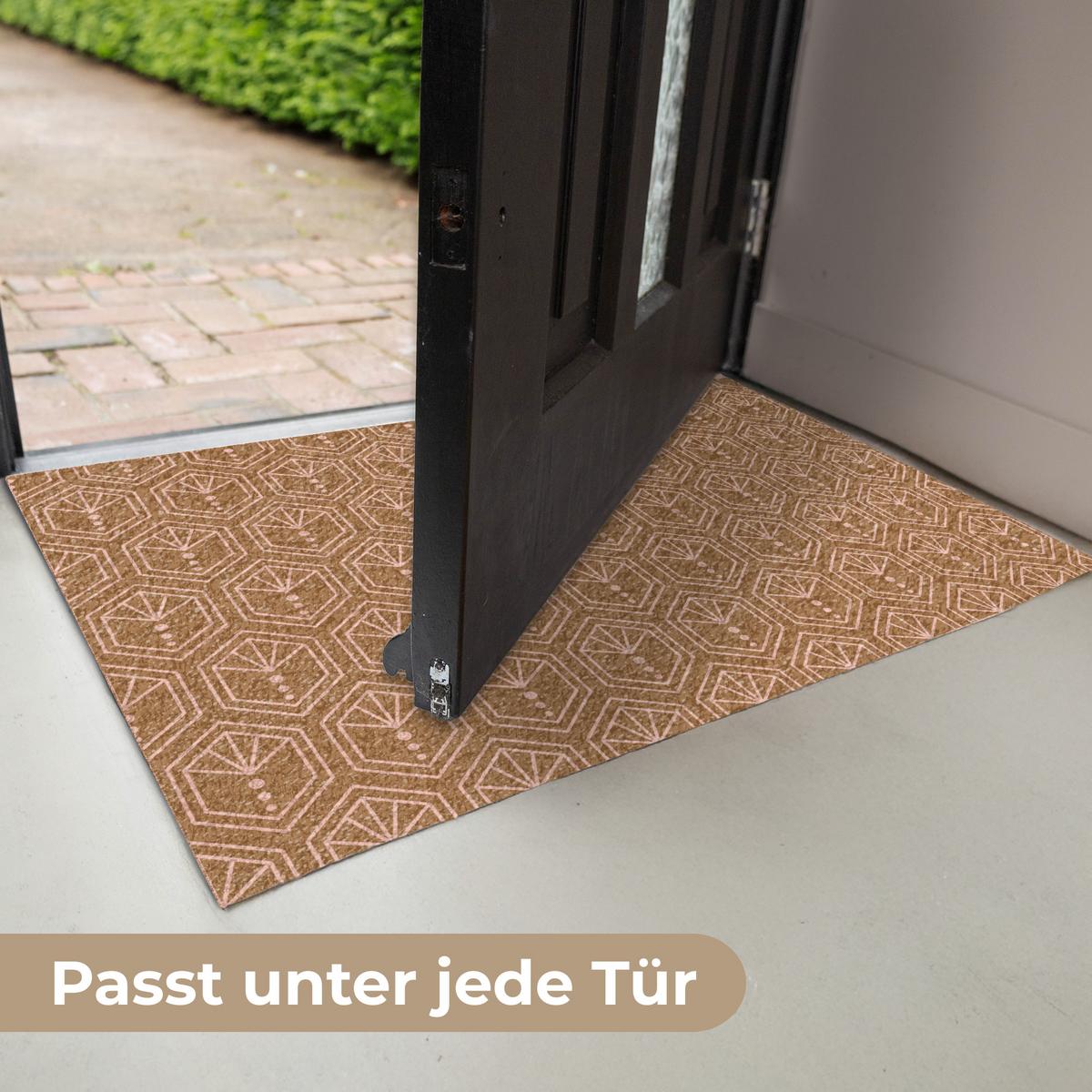 FUSSMATTE Braun - Rosa - Geometrisch - Gemustert Türmatte 60x40 cm - Braun, Kunststoff (60/0.4cm) - MuchoWow
