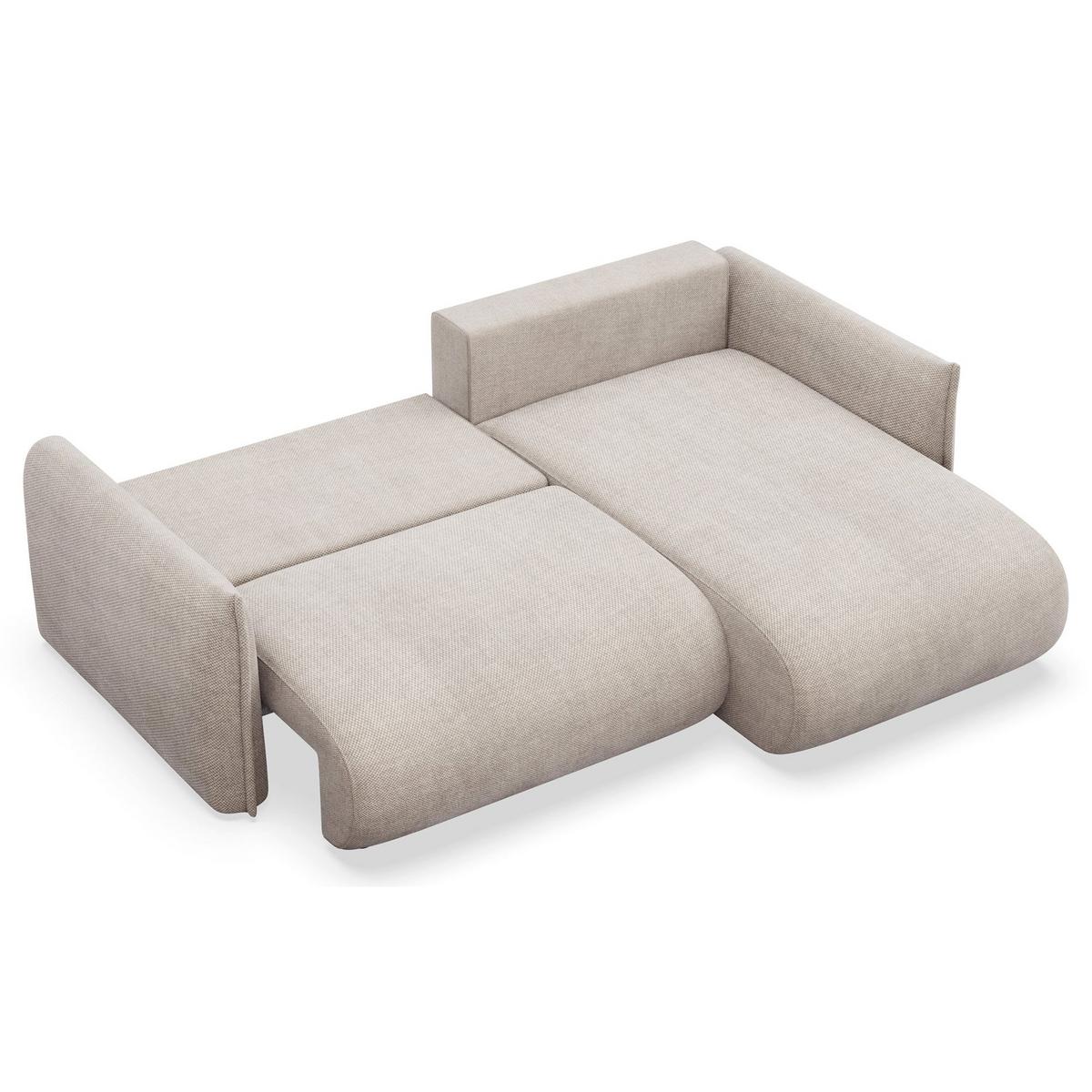 ECKSOFA Cushi Hellbeige-Chenille - Ecru/Schwarz, Kunststoff/Textil (183/252cm) - Selsey