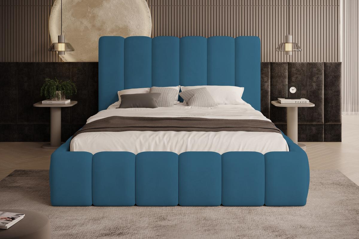POLSTERBETT Vilo 180x200 mit Bettkasten und Stabilem Metallgestell - Blau, Textil (180/200cm) - Storez24