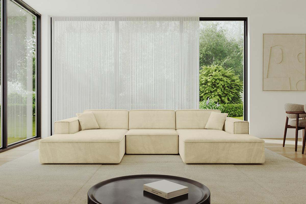 WOHNLANDSCHAFT IREA-U1-v4 - 301x165x77 cm Beige - Taupe, Holzwerkstoff/Textil (301/77/165cm) - ALTDECOR