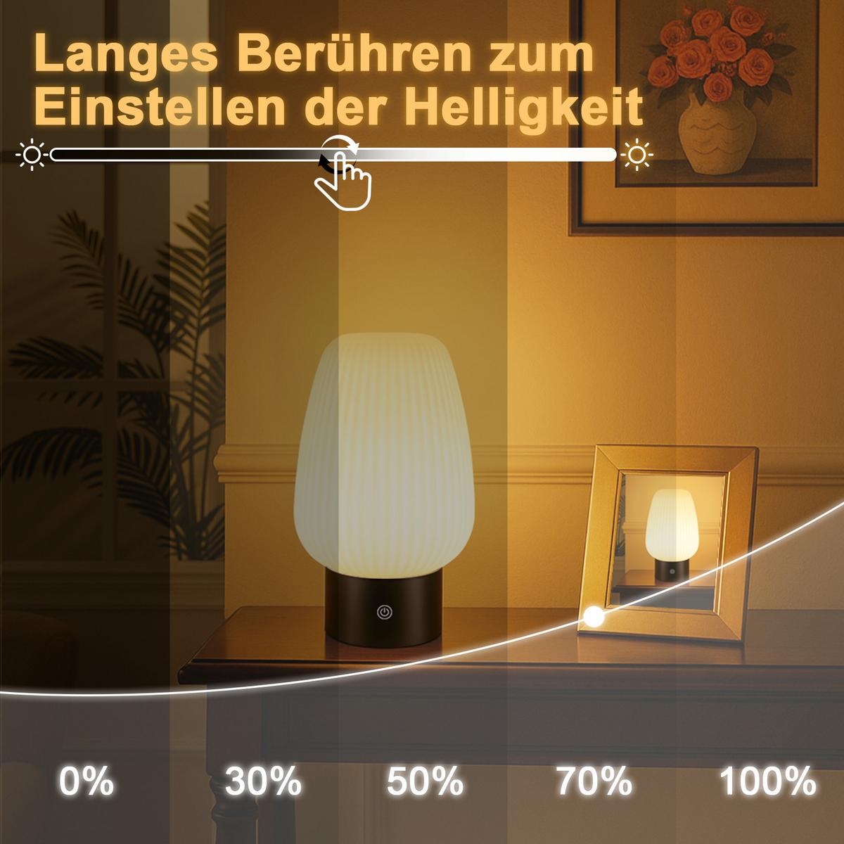 LED TISCHLAMPE Lampira 21/13/8.7 cm - Weiß, Glas (21/13/8.7cm) - ZMH
