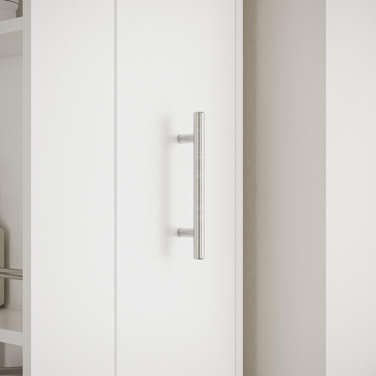 HOCHSCHRANK mit Schubladen und offenen Regalen BZR242-W - Silberfarben/Weiß, Holzwerkstoff/Metall (30/180/30cm) - SoBuy