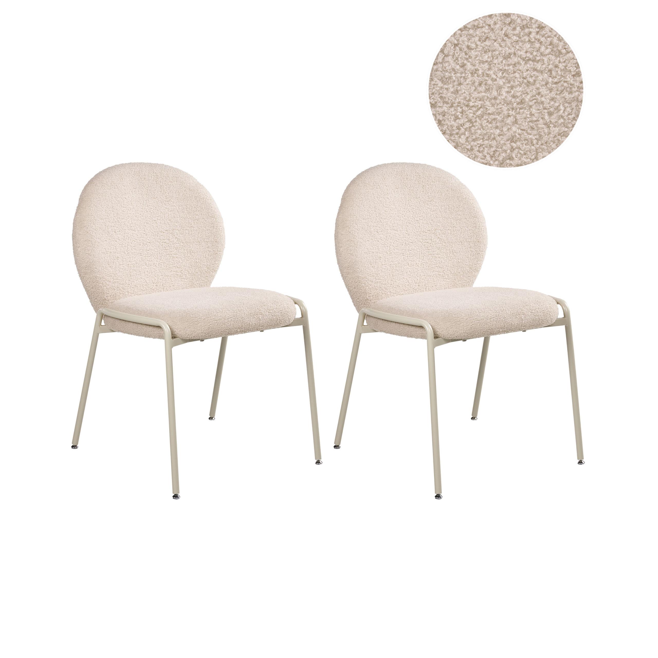 STUHL 2er-Set Bouclé Hellbeige Ellie - Beige, Textil (56/83/65cm) - Beliani