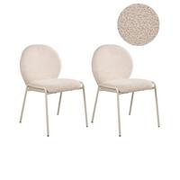 STUHL 2er-Set Bouclé Hellbeige Ellie - Beige, Textil (56/83/65cm) - Beliani