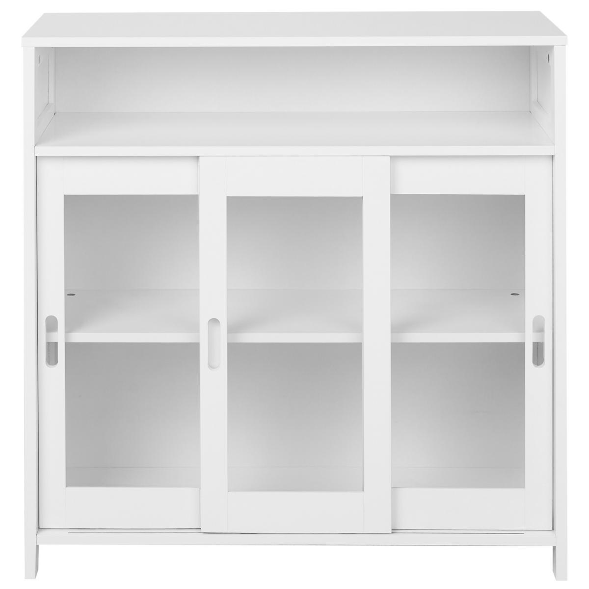 SIDEBOARD mit Glastüren 86 cm Weiß Crabtree - Weiß, Holzwerkstoff (86/86/32cm) - Beliani