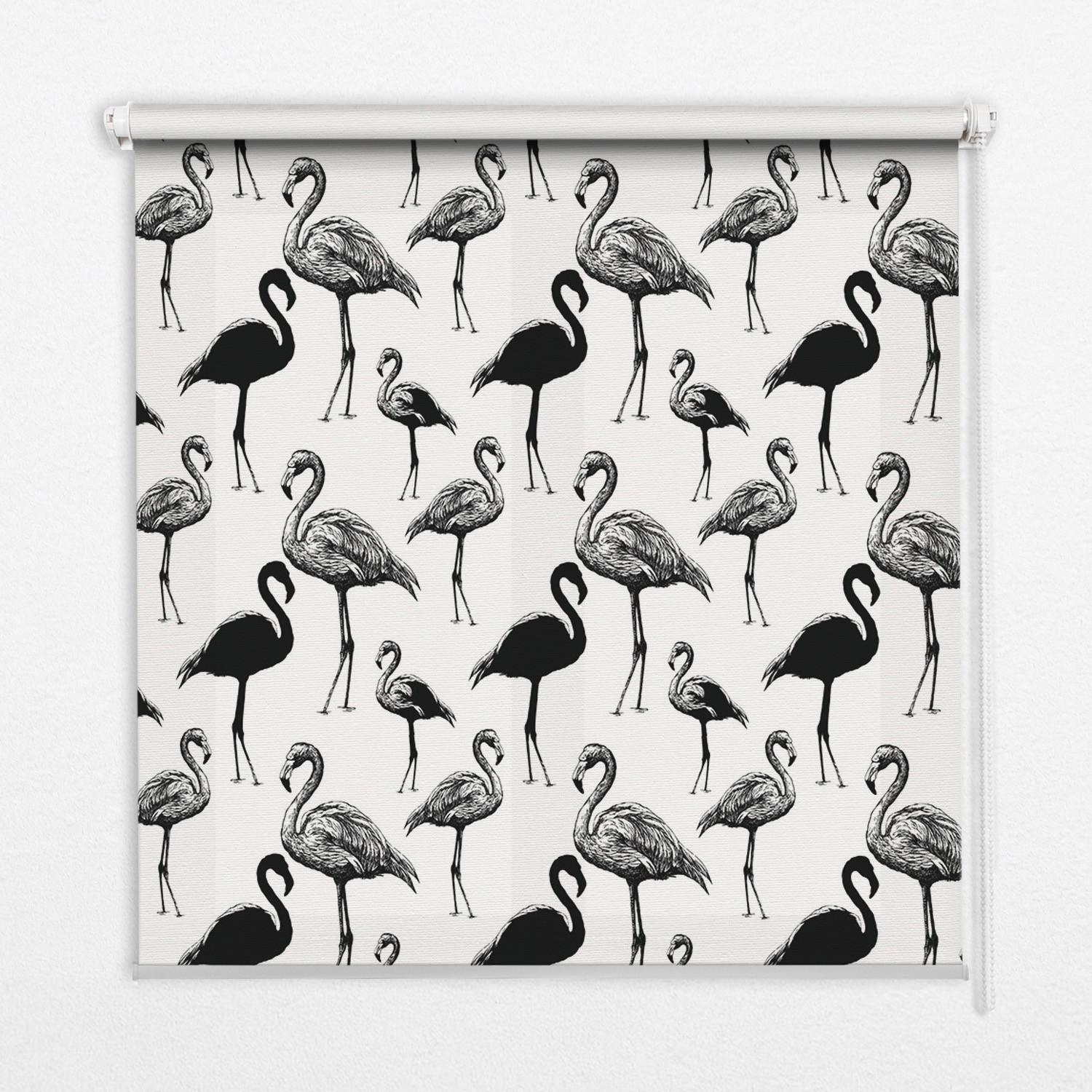 INNENROLLO - Fensterrollo - Rollo - 100x180 cm - Schwarze Flamingos - Schwarz, Kunststoff (100/180/0.5cm) - TULUP