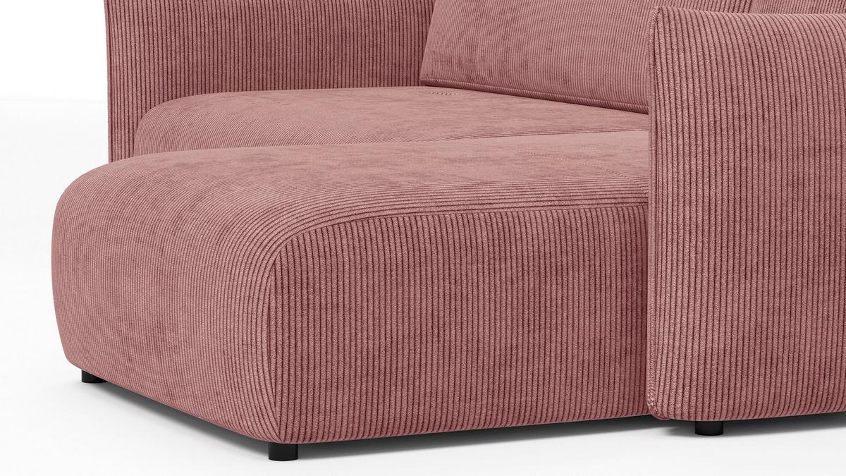 ECKSOFA TAUER 3-Sitzer links, altrosa - Altrosa/Schwarz, Holz/Textil (248/173cm) - Wozimo