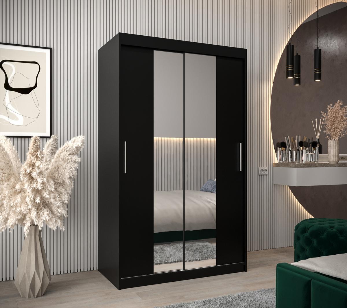 SCHIEBETÜRENSCHRANK mit Spiegel TOKYO 1 200/120/62 2-türig - Silberfarben/Schwarz, Holz/Kunststoff (120/200/62cm) - MÖBEL KRYSPOL