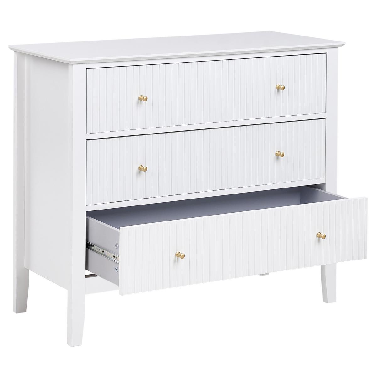 KOMMODE mit 3 Schubladen Weiß Assisi - Weiß, Holzwerkstoff (90/80/40cm) - Beliani
