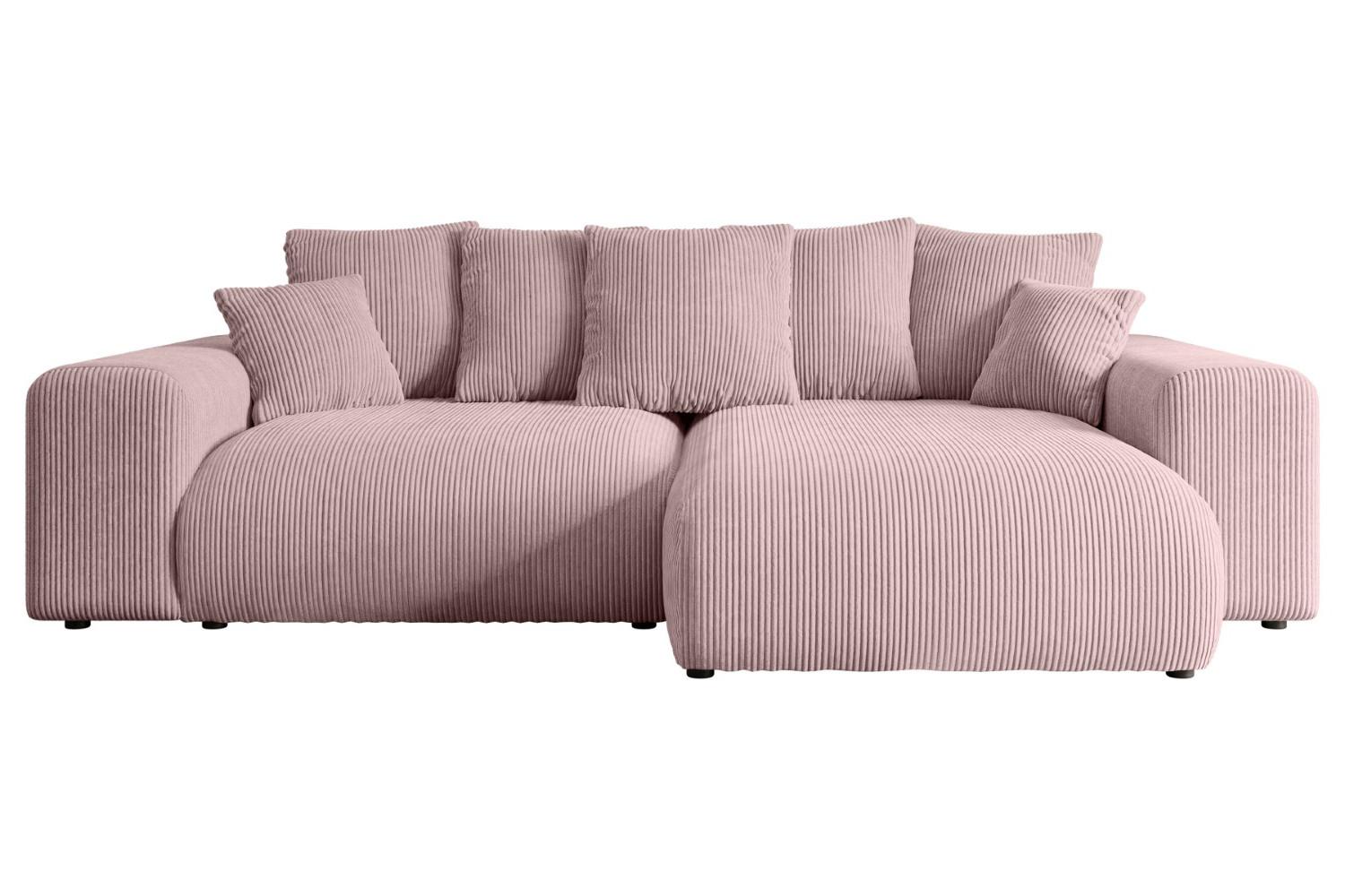 ECKSOFA Ottomane rechts ESKAR-L 266x176x72 Rosa Cord - Schwarz/Rosa, Holzwerkstoff/Kunststoff (176/266cm) - ALTDECOR