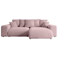 ECKSOFA Ottomane rechts ESKAR-L 266x176x72 Rosa Cord - Schwarz/Rosa, Holzwerkstoff/Kunststoff (176/266cm) - ALTDECOR