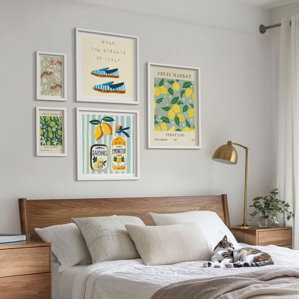 BILDER SET 5er Set - 50x50 cm & 20x30 cm & 40x60 cm Weißer Rahmen - Zitrusfrüchte der italienischen Tropen - Weiß, Kunststoff (40/60cm) - TULUP