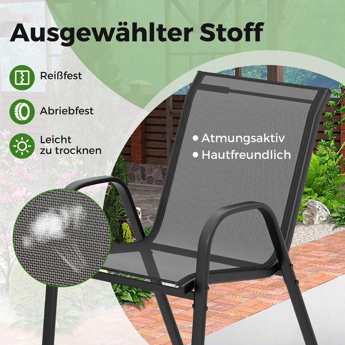 BALKONMÖBEL Set Balkon(3-teilig) - Grau, Metall (67/83/55cm) - COSTWAY