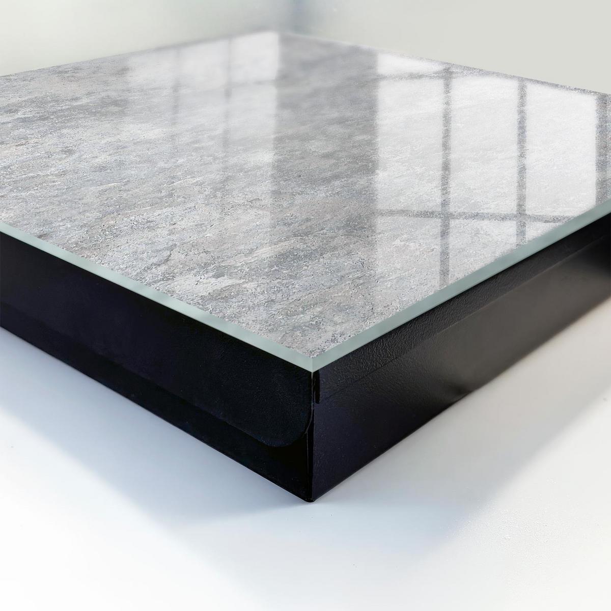 SCHLÜSSELBOX Schwarz 30x30 cm- Türöffnung nach rechts - Betonmuster - Grau, Metall (30/30/5cm) - TULUP