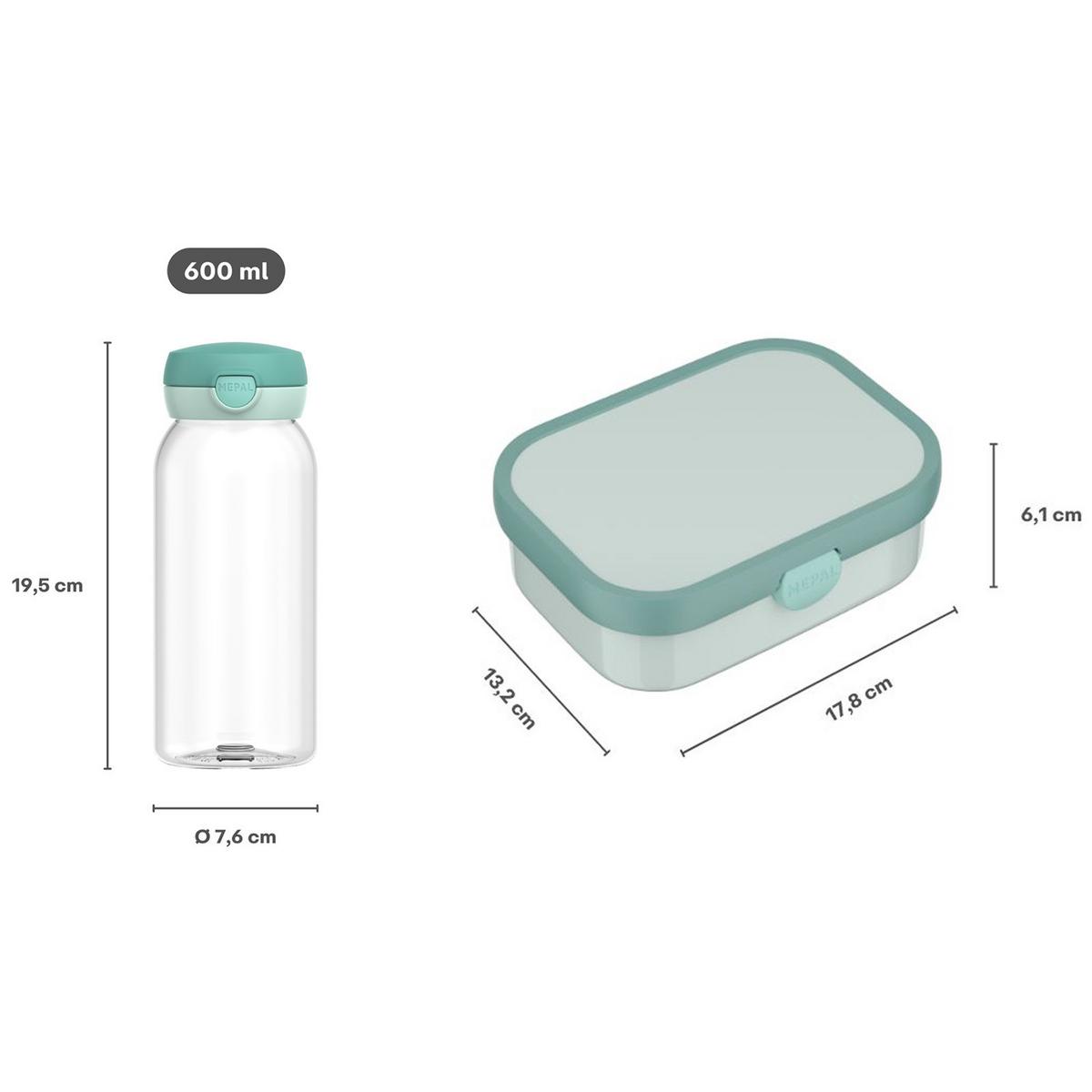LUNCHSET (FLASCHE MIT KLAPPDECKEL) Campus Unicorn Glow 600 ml + 750 ml 2-tlg. - Lila/Multicolor, Kunststoff (10.8/21.8/21.8cm) - Mepal