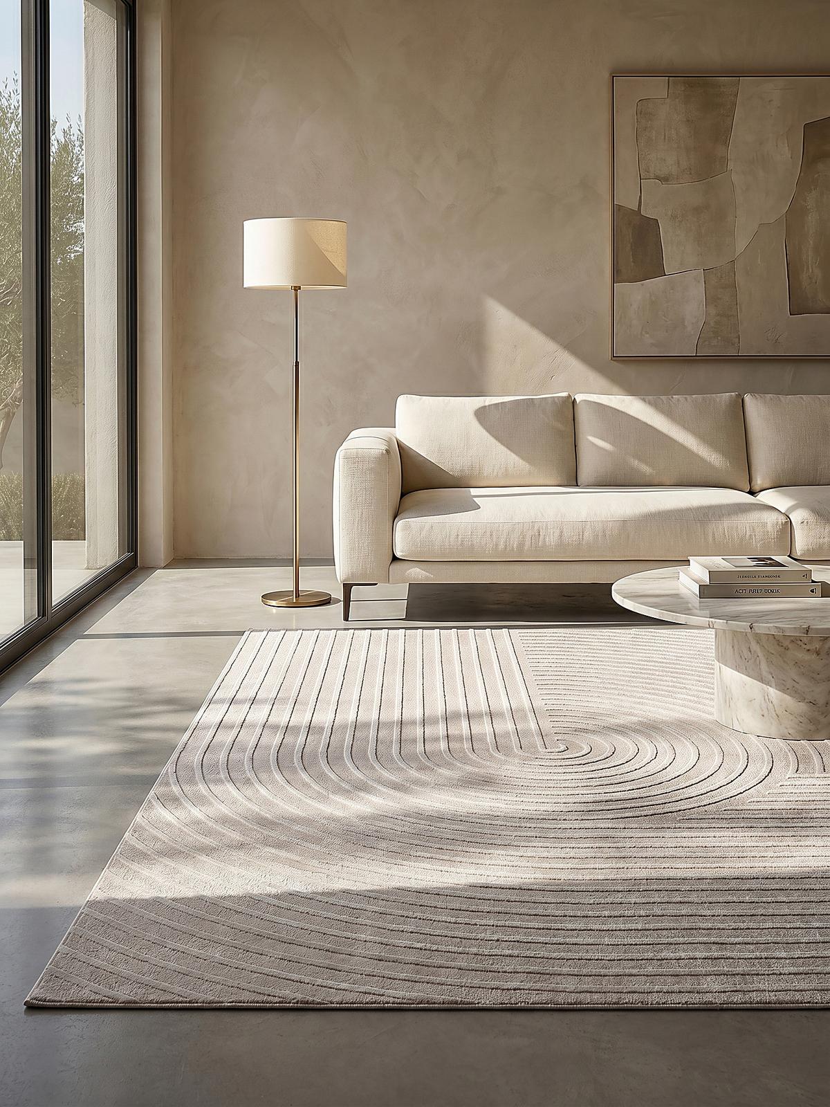 KURZFLORTEPPICH Geometrisch ERESMA Polyester Beige 140 x 200 cm - Beige, Textil (140/200cm) - KADIMA DESIGN