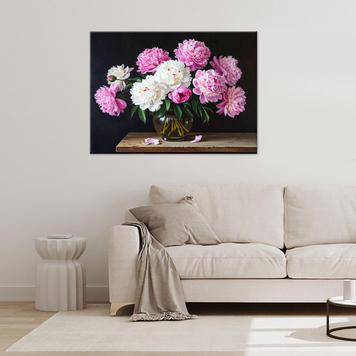 LEINWANDBILD Blumen 45x30cm - Rosa, Textil (45/30cm) - Feeby