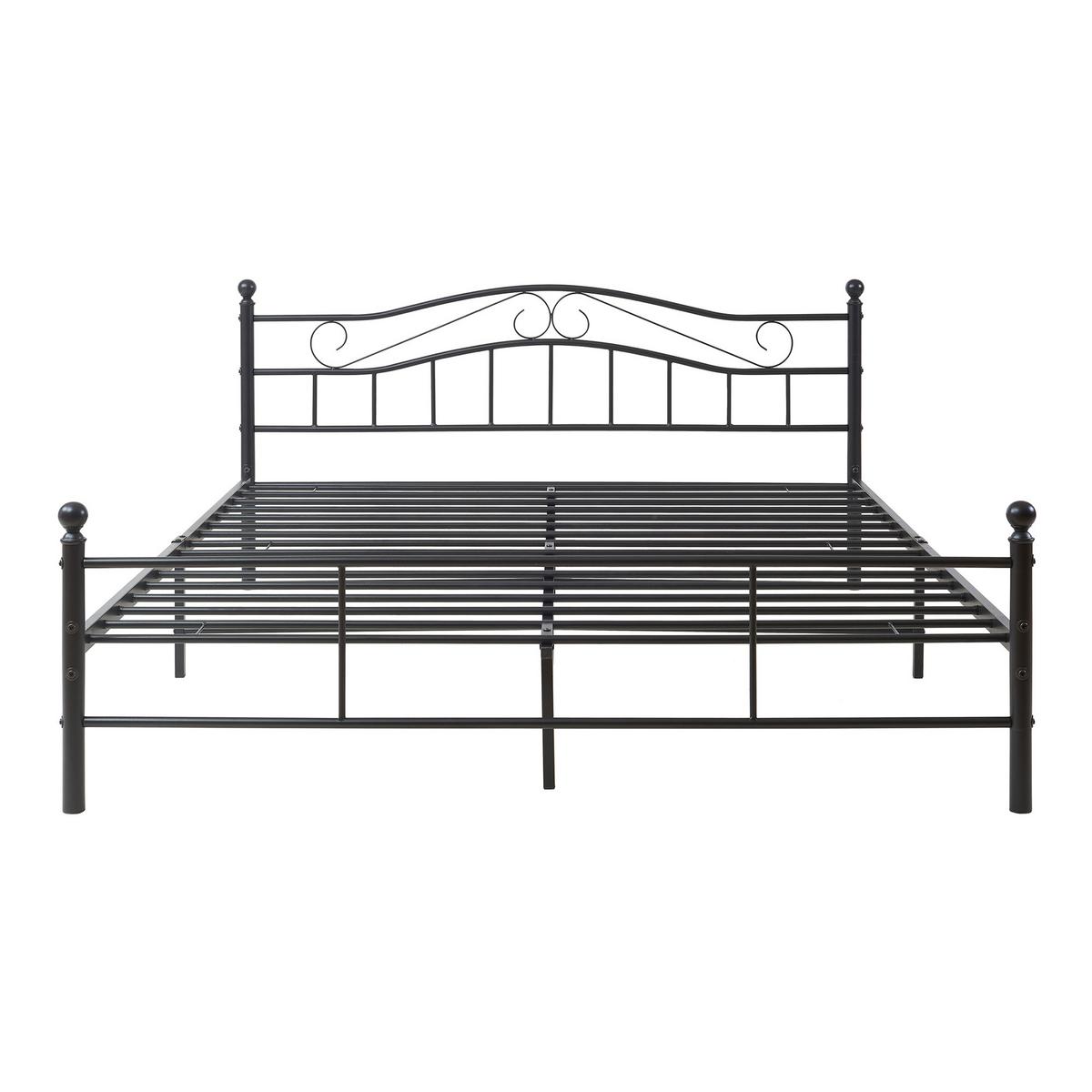 METALLBETT Florenz - Schwarz, Metall (160/200cm) - [en.casa]