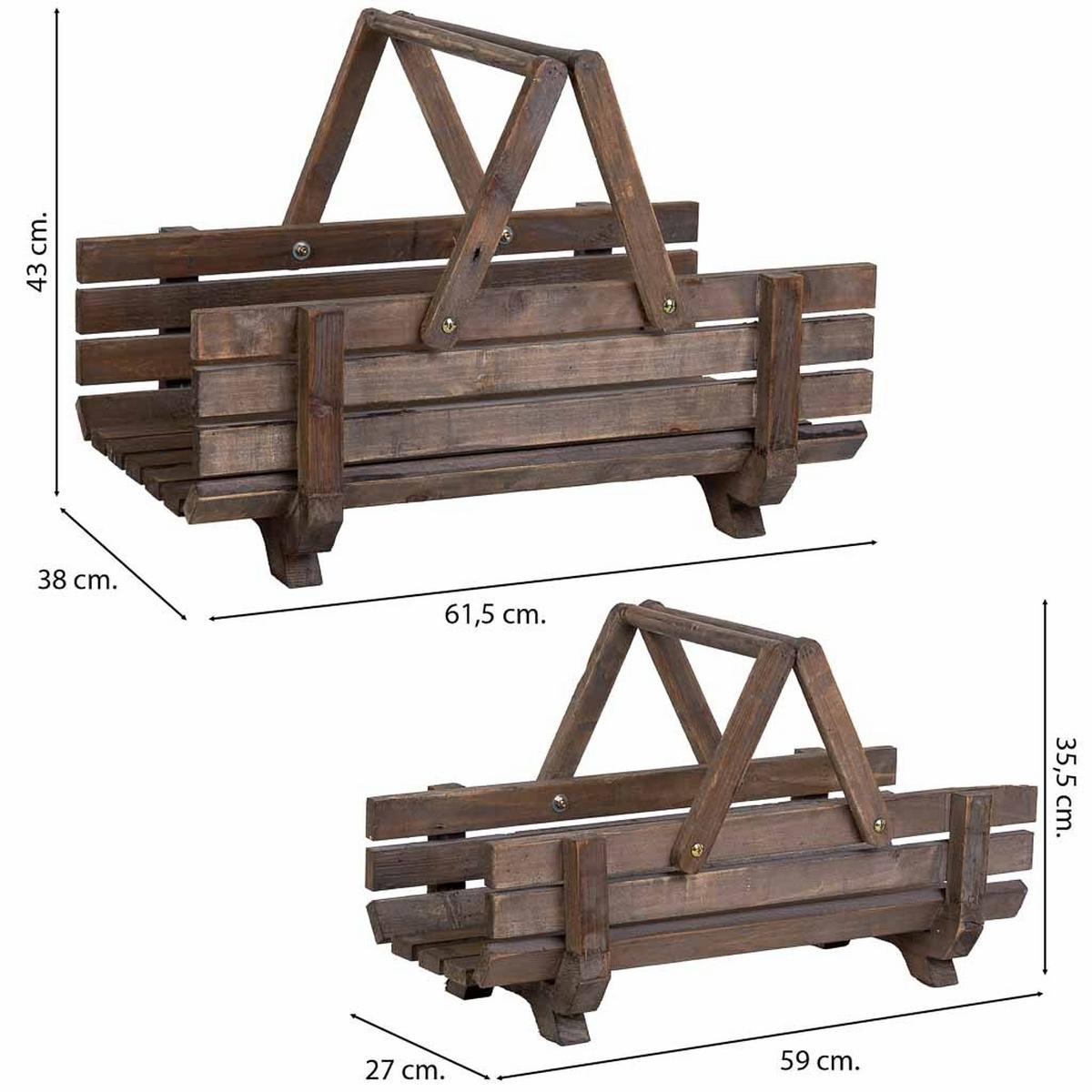 HOLZKÖRBE, 62x38x43cm, 2-tlg. - Braun, Holz (61.5/43/38cm) - Wanderlust