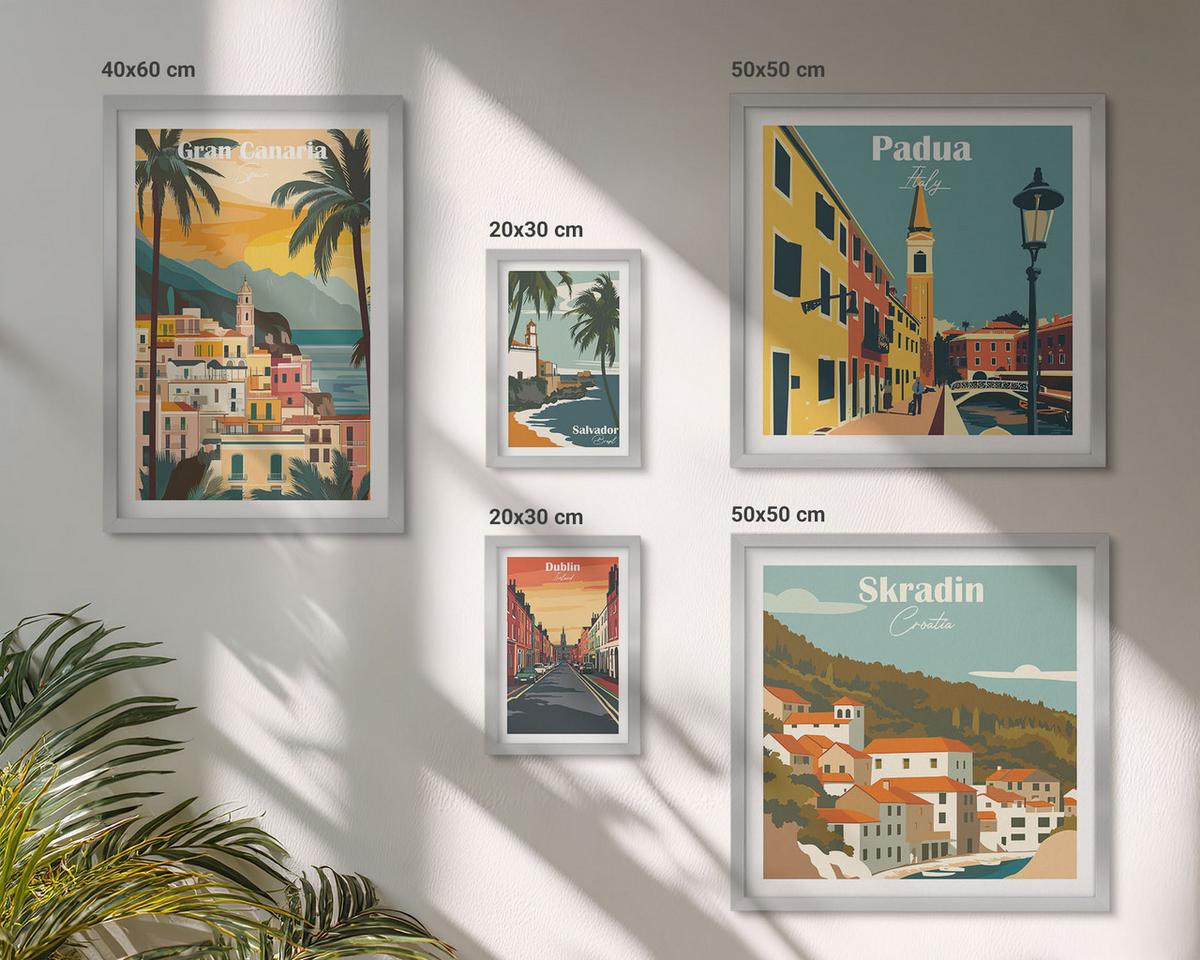 BILDER SET 5er Set - 50x50 cm & 20x30 cm & 40x60 cm Silberner Rahmen - Retro-Stadtansichten Sedona Sintra - Silberfarben, Kunststoff (40/60cm) - TULUP