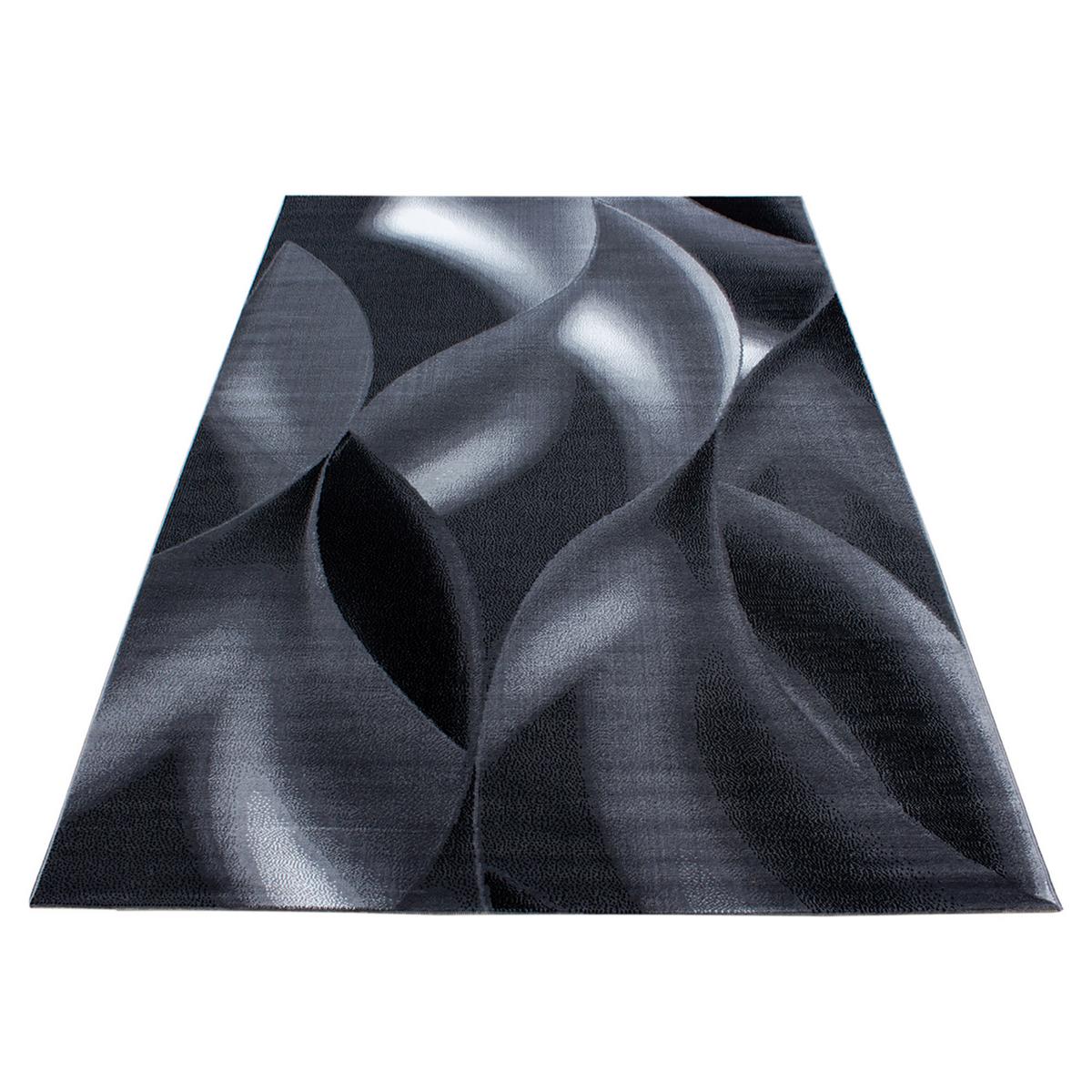 TEPPICH Kurzflor INN in Schwarz, mit abstraktem Wellenmuster, 120 x 170 cm - Schwarz, Textil (120/170cm) - KADIMA DESIGN