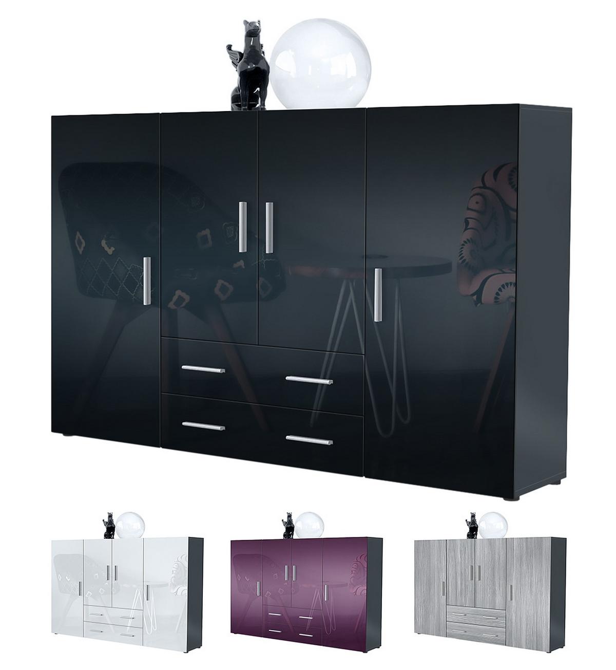HIGHBOARD Nora Türen in Weiß Hochglanz - Weiß Hochglanz, Holzwerkstoff (166/106/35cm) - Vladon