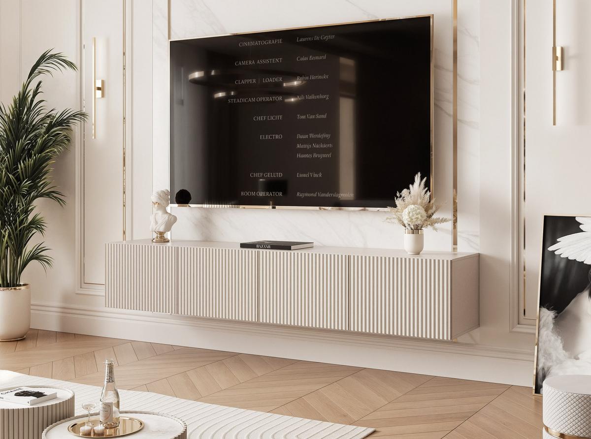 TV-LOWBOARD ANGEL Kaschmir hängend mit LED-Beleuchtung 200 cm - Kaschmir, Holzwerkstoff (200/36/40cm) - Idohome