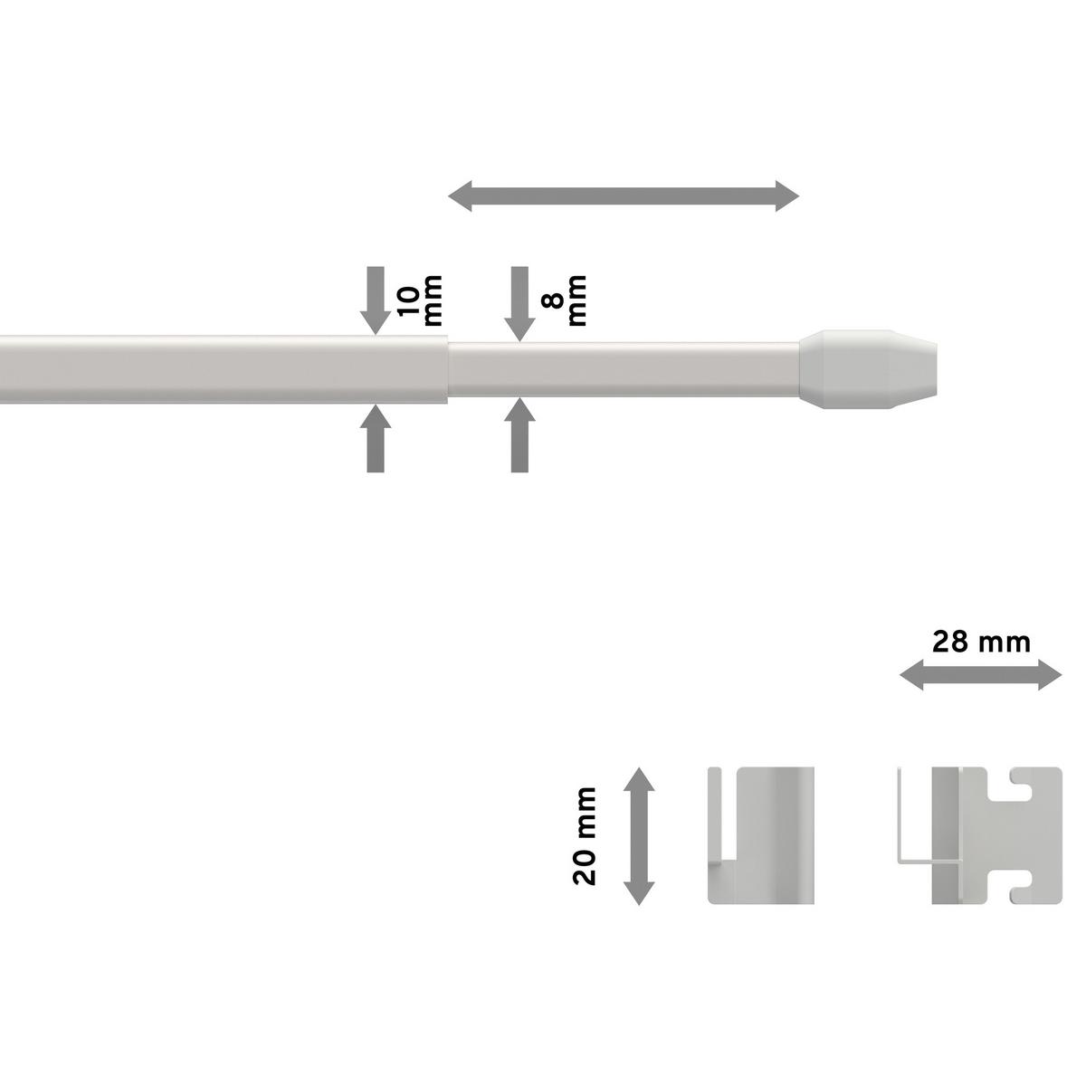 SCHEIBENSTANGEN / VITRAGESTANGEN MIT VITRAGECLIPSEN Geno 40-60 cm, oval, Weiß, Packung 2 Stück - Alufarben, Kunststoff/Metall (3.3/2/60cm) - INTERDECO