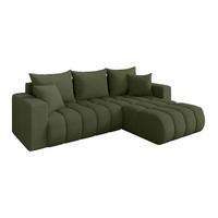 ECKSOFA mit Schlaffunktion Ottomane Rechts MILA-L-v1 277x195x86 Grün Bouclé - Schwarz/Olivgrün, Holzwerkstoff/Kunststoff (277/194cm) - ALTDECOR