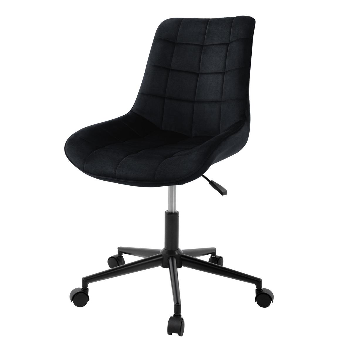 BÜROSTUHL Samt Schwarz - Schwarz, Metall (53/97/60cm) - ML-DESIGN