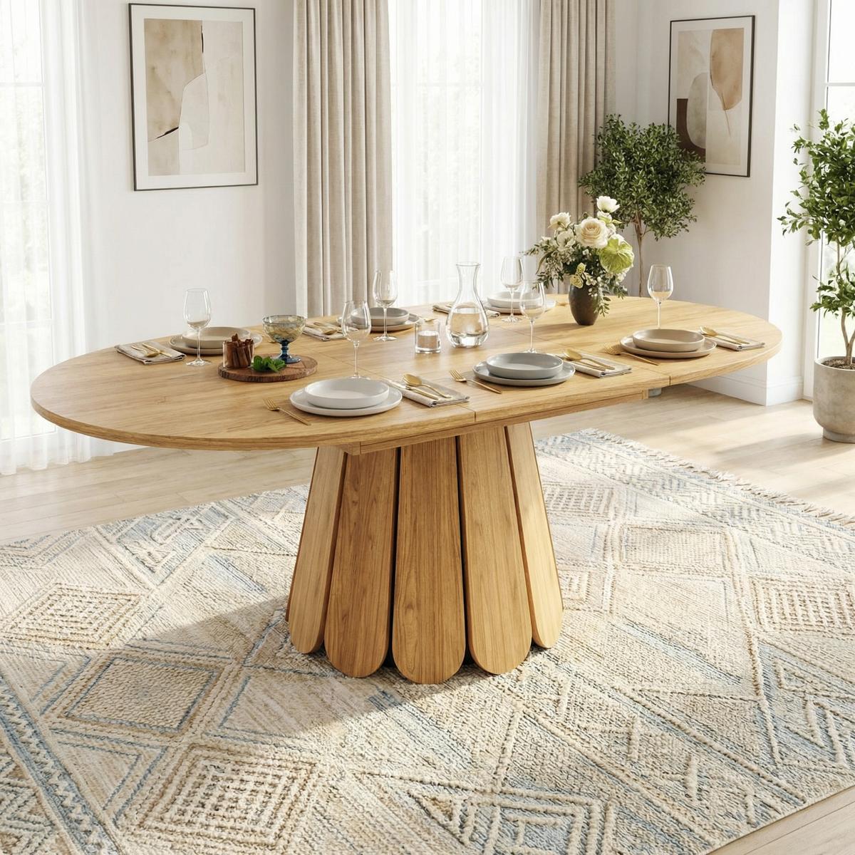 ESSTISCH ausziehbar 118-158 cm Vintage Holzoptik - Eichefarben/Beige, Holzwerkstoff (118/118/76cm) - Urban Meuble