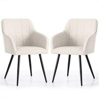 POLSTERSTUHL 2er Set, Metallbeine Creme, Schwarz 54/82/58 - Creme/Schwarz, Textil (54/82/51cm) - RAUMHIRSCH FURNITURE