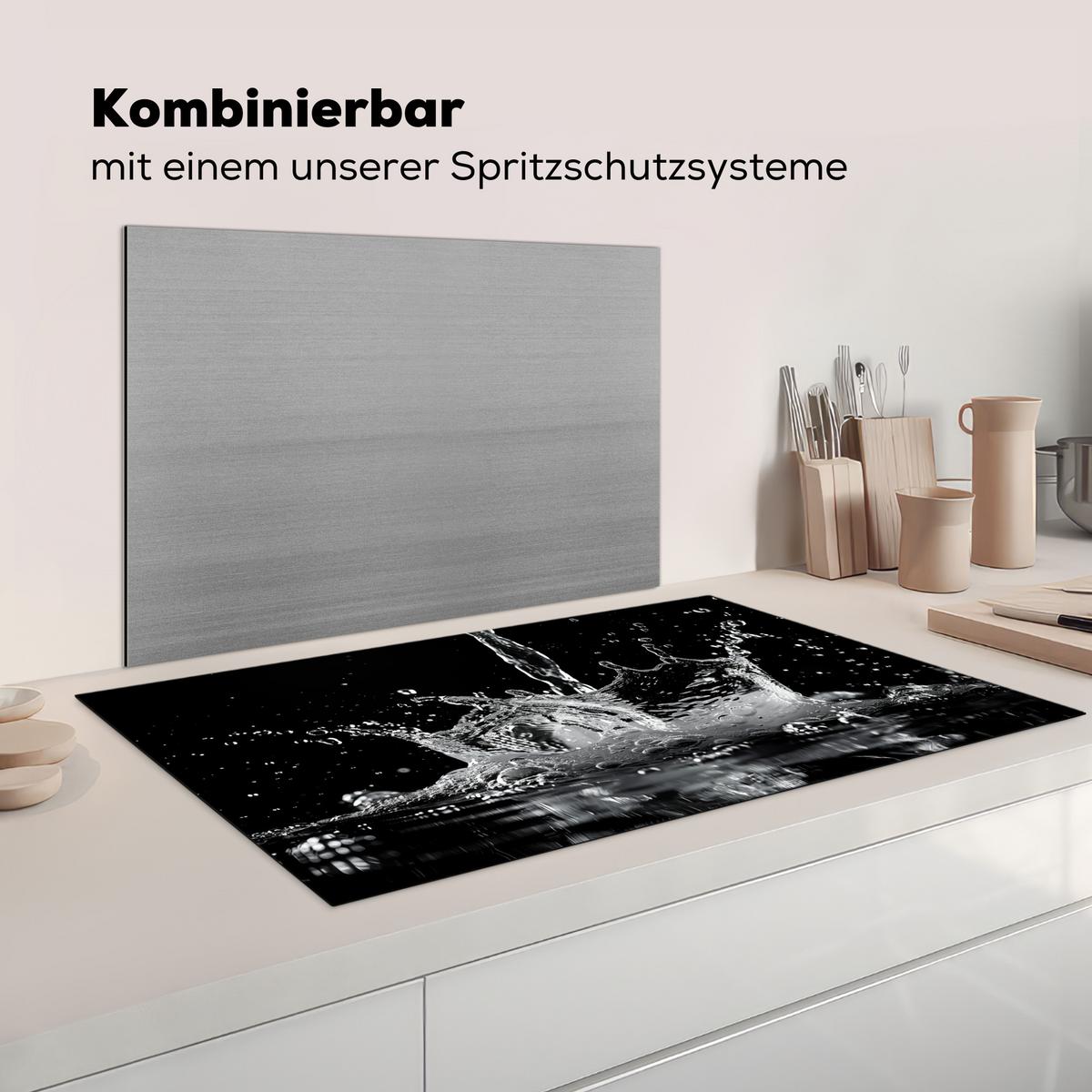 HERDABDECKPLATTE Wasser - Spritzwasser - Schwarz Induktionsschutz 91.6x52.7 cm - Schwarz, Kunststoff (91.6/52.7/0.2cm) - MuchoWow