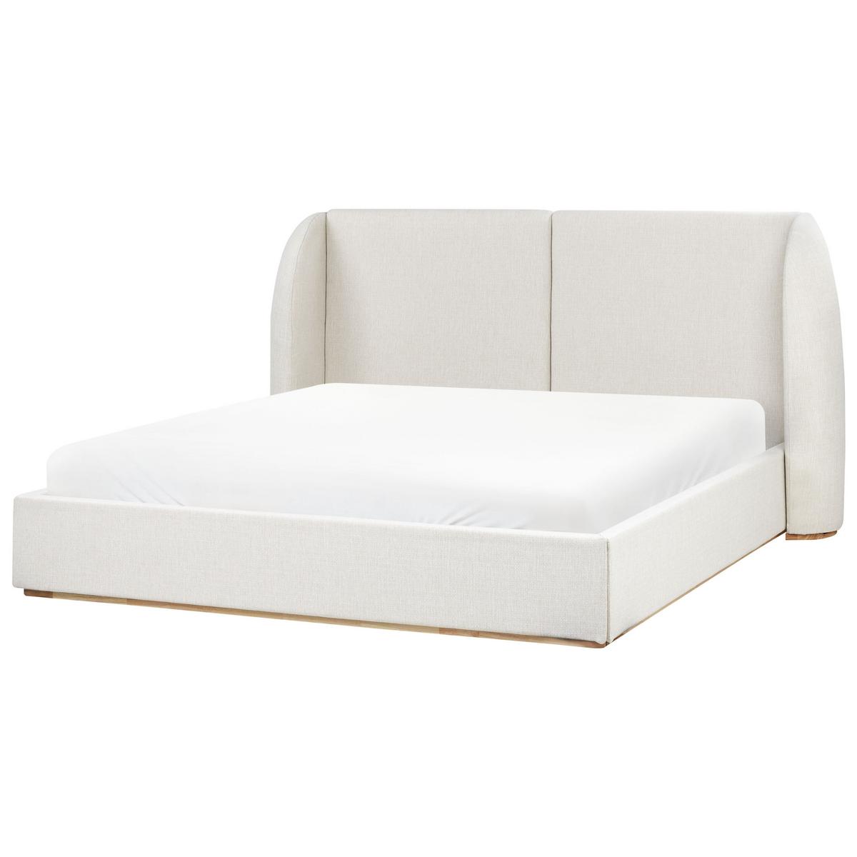 BETT mit Stauraum 180/200 cm Stoff Cremeweiß Monestier - Creme, Textil (180/200cm) - Beliani