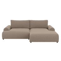 ECKSOFA mit Schlaffunktion, Bettkasten, extrabreite Ottomane rechts, abgerundete Armlehnen, B240/T145/H81 cm, Chenille Hellbraun / 21021 - Hellbraun/Schwarz, Kunststoff/Textil (240/145cm) - luma-home
