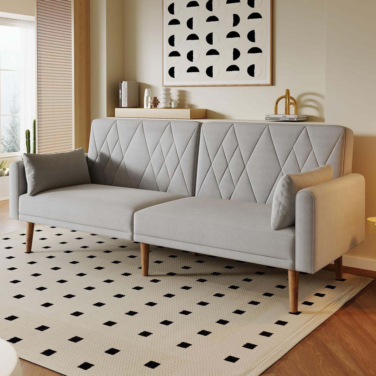 SCHLAFSOFA mit verstellbaren Rückenlehnen und Armlehnen - Grau, Holzwerkstoff/Textil (75/82/180cm) - Urban Meuble