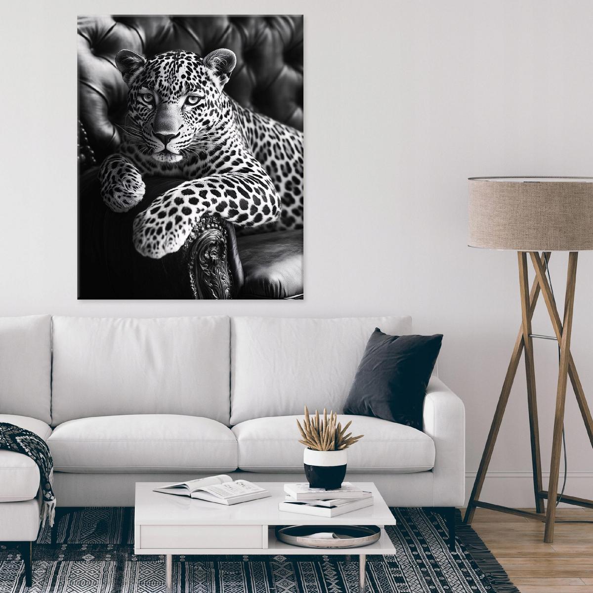 LEINWAND BILDER Tiger Tiere Schwarz Weiß Modern 120x80 - Multicolor, Holzwerkstoff (80/120cm) - Wallarena