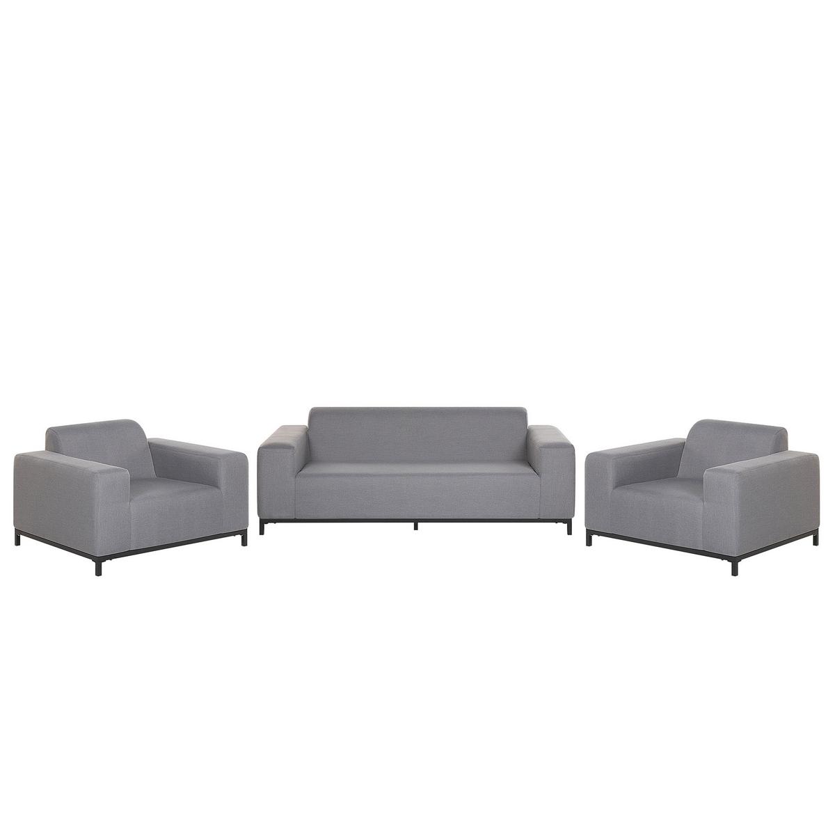 LOUNGE SET 5-Sitzer grau/schwarzes Gestell Rovigo - Schwarz/Grau, Textil - Beliani