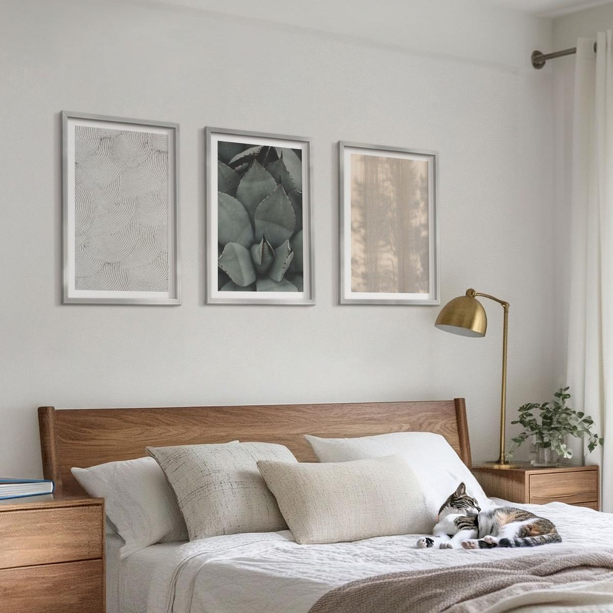 BILDER SET 3er Set - 40x60 cm Silberner Rahmen - Sommerliche tropische Texturen - Silberfarben, Kunststoff (40/60cm) - TULUP