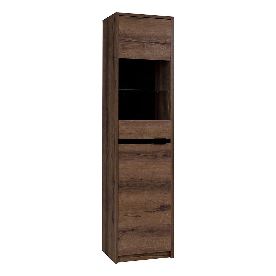 VITRINE Devon mit 2 Türen und 4 Regalböden, Eiche monastery - Eichefarben/Schwarz, Holzwerkstoff/Metall (50/200/40cm) - Beautysofa
