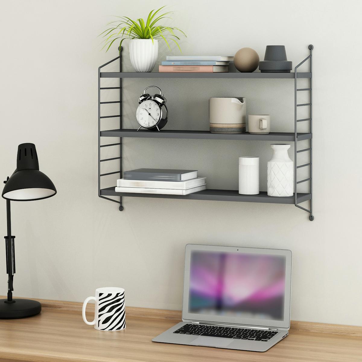 WANDREGAL Strängnäs modular - Dunkelgrau, Metall (60/50/15cm) - [en.casa]