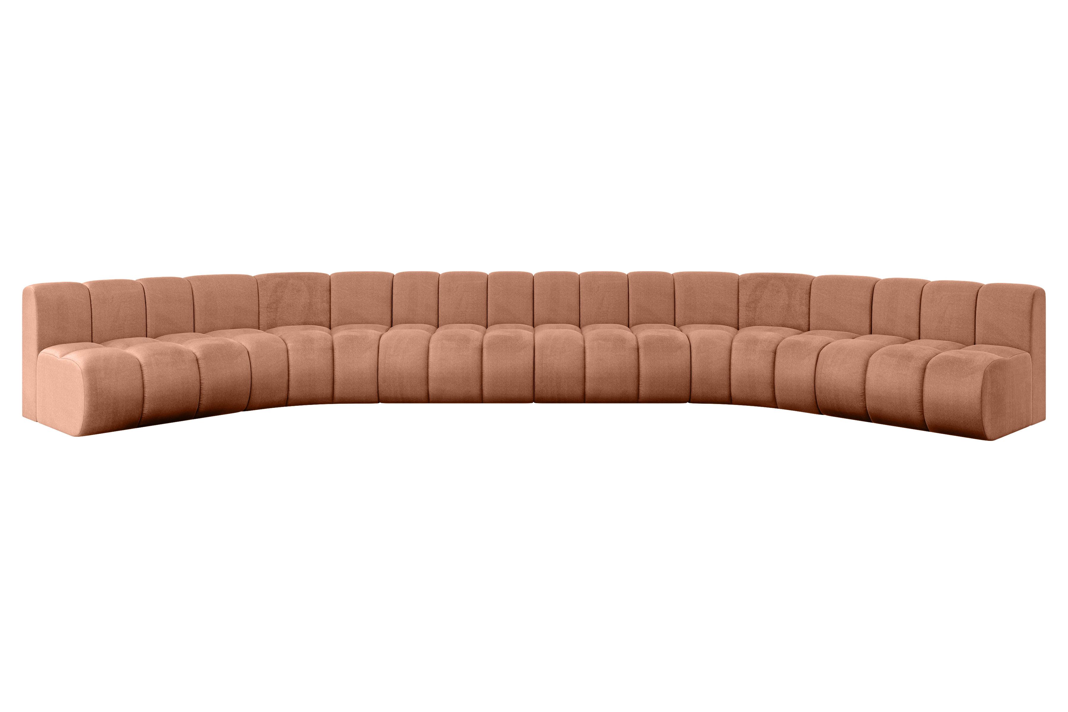 WOHNLANDSCHAFT modulares Sofa Montra-U2 - 581x174x70 cm Apricot - Koralle, Holzwerkstoff/Textil (581/70/174cm) - ALTDECOR