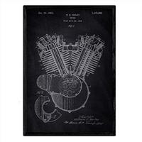 POSTER Harley Verbrennungsmotor Patent A3 Rahmenlos - Schwarz, Papier (29.7/5/42cm) - Nacnic