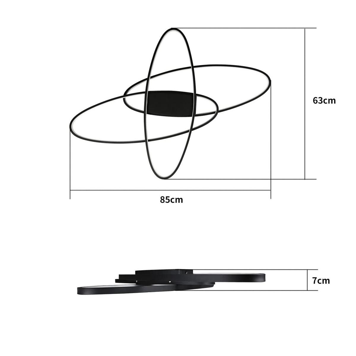 LED-DECKENLEUCHTE Brigitte 85/62/7 cm - Schwarz, Metall (62/85/7cm) - Nettlife