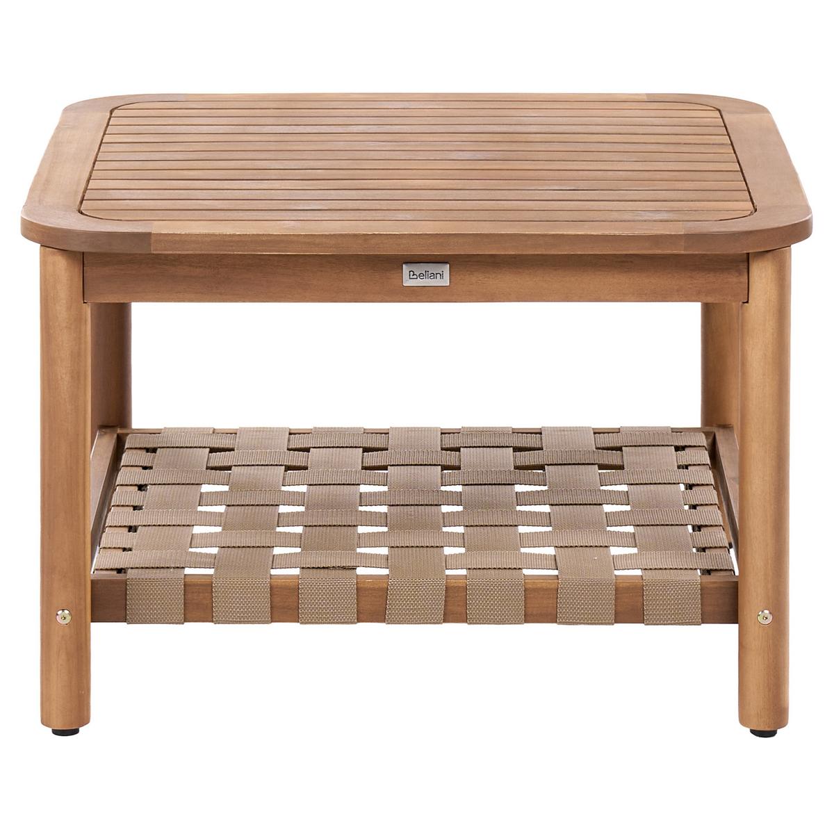 OUTDOOR-COUCHTISCH mit Ablage 70/70 cm Akazienholz Braun Milzano - Braun, Holz (70/70/46cm) - Beliani