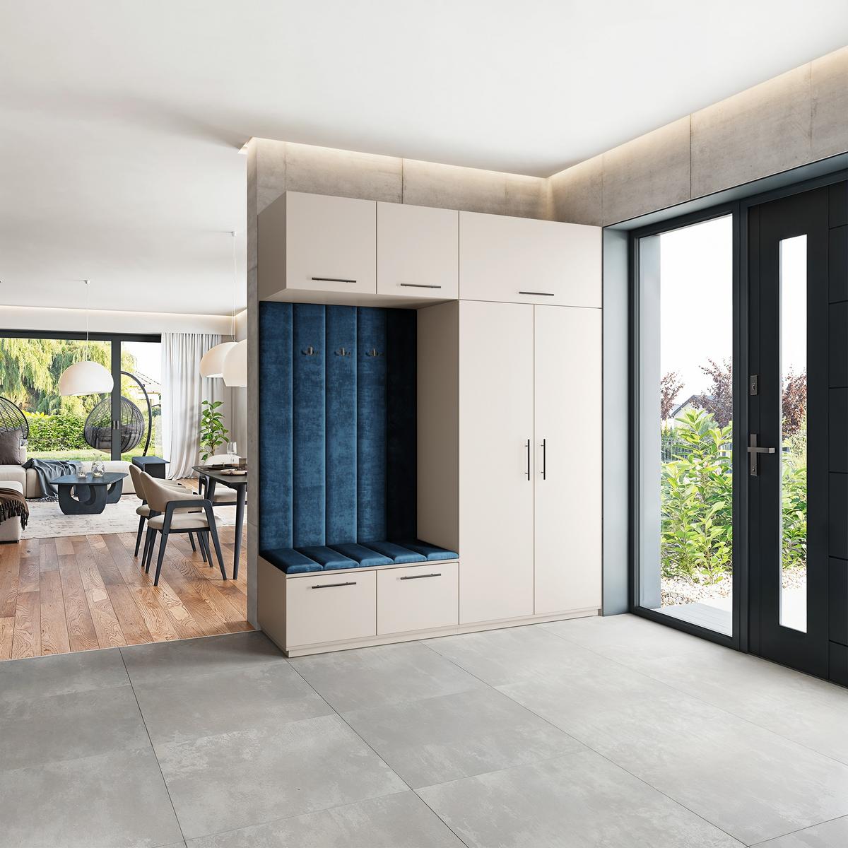 GARDEROBENSCHRANK REMA 200/240/60 cm Modern Garderobe-Set Kaschmir - Kaschmir/Blau, Holzwerkstoff (200/240/60cm) - MASSENO