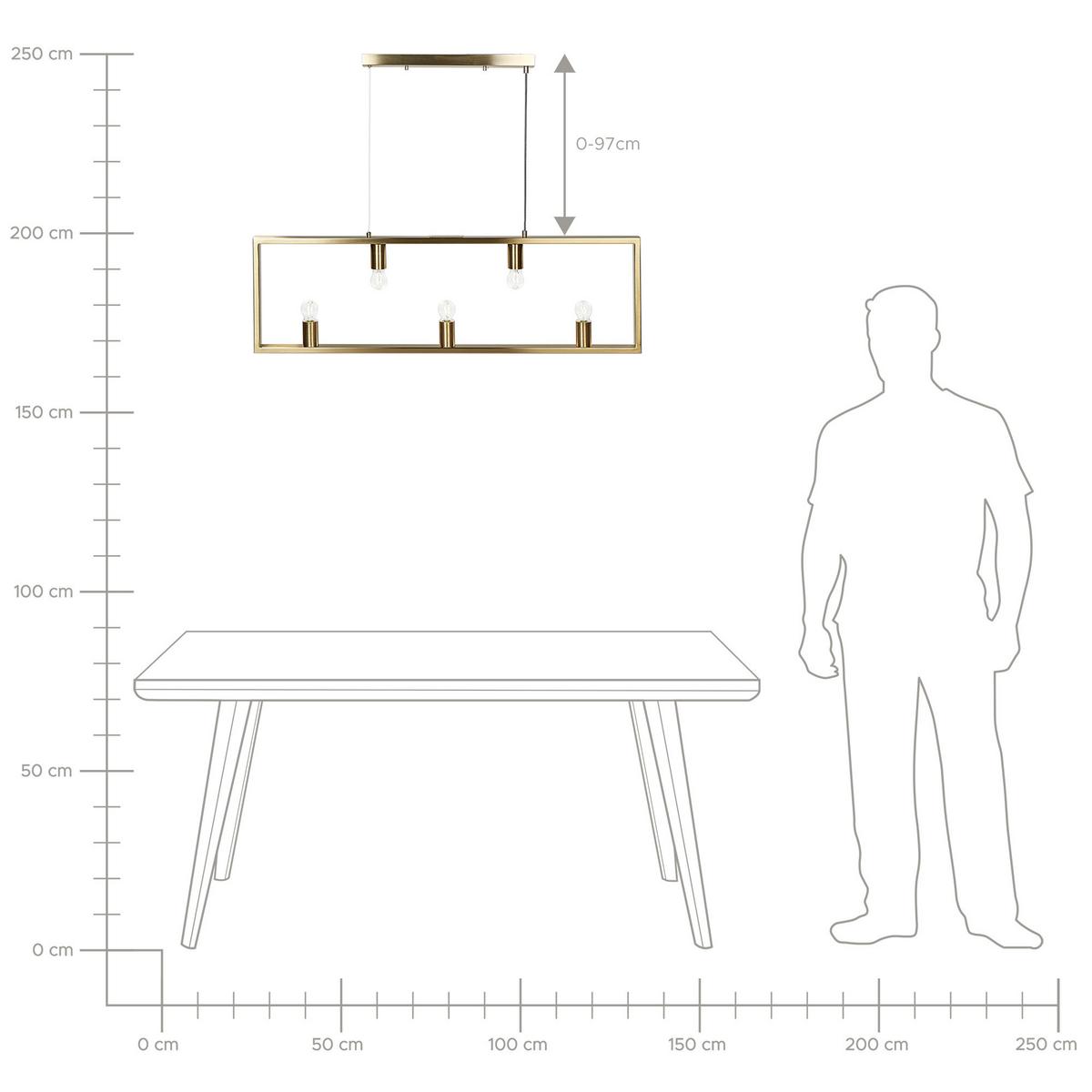 HÄNGELEUCHTE Bayas 4/100/127 cm - Messingfarben, Metall (4/100/127cm) - Beliani