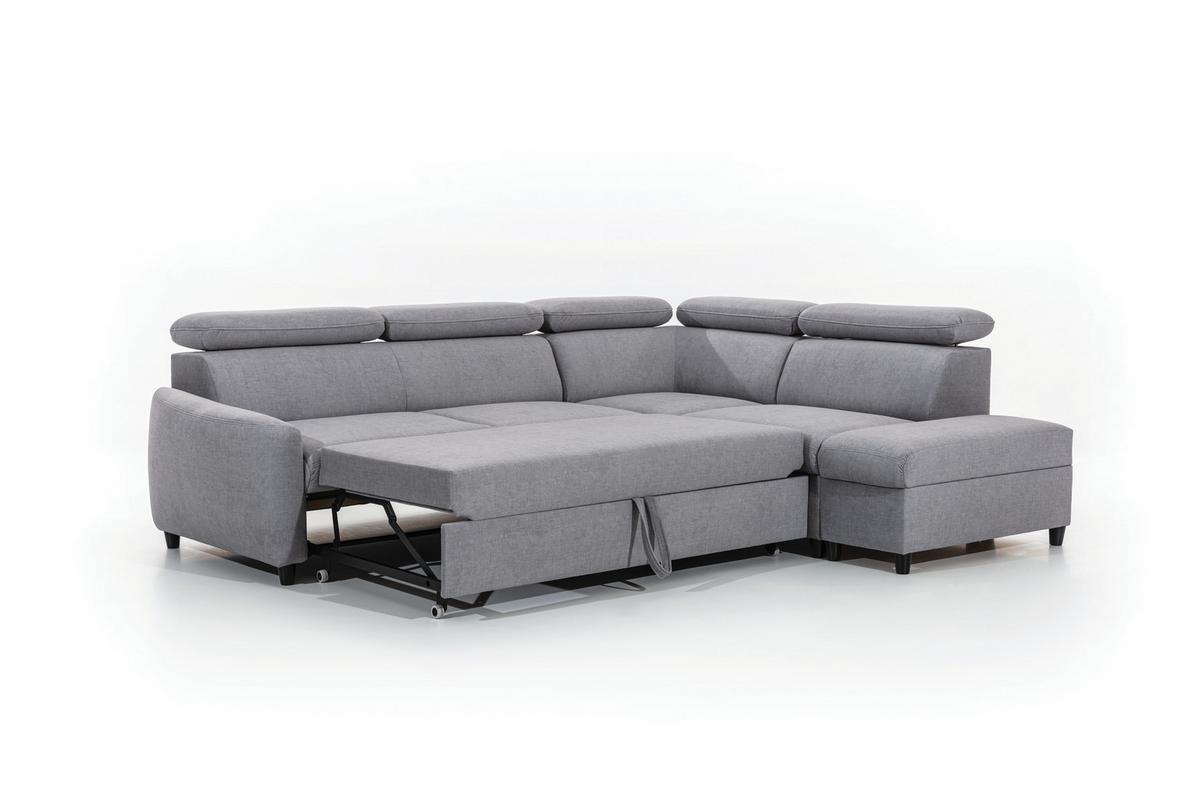 ECKSOFA L Form Olettio Braun 265/205/96 cm Rechts mit Schlaffunktion - Schwarz/Braun, Kunststoff/Textil (265/205cm) - AX Living
